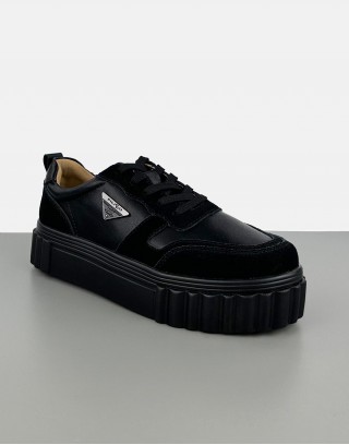 Sneakersy czarne skórzane |...