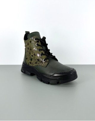 Workery skórzane zielone |...