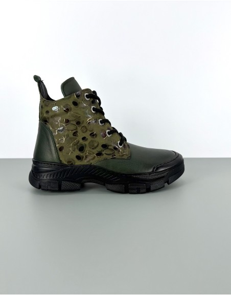 Workery skórzane zielone |...