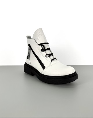 Botki skórzane białe | 82031