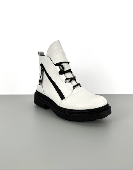 Botki skórzane białe | 82031