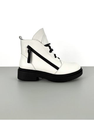 Botki skórzane białe | 82031