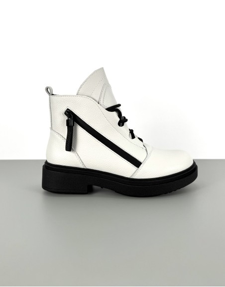 Botki skórzane białe | 82031