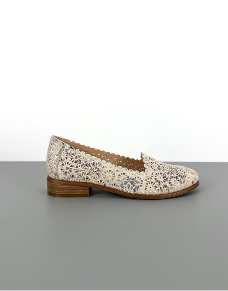 Mokasyny ażurowe beżowe |...