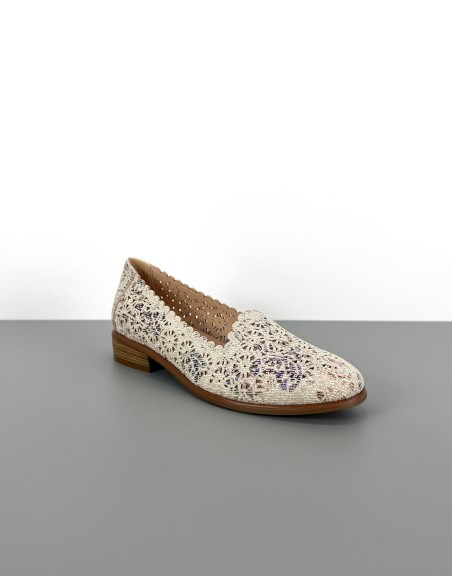 Mokasyny ażurowe beżowe |...