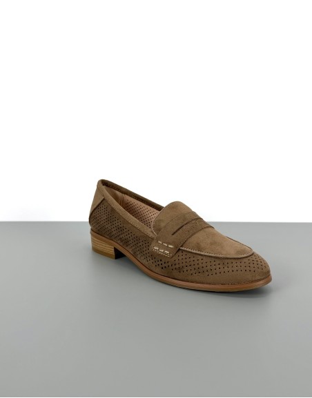 Mokasyny ażurowe khaki | 91100