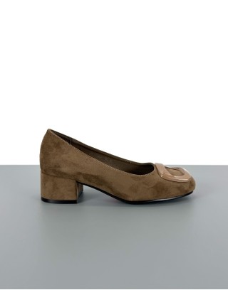 Czółenka na klocku brązowe...