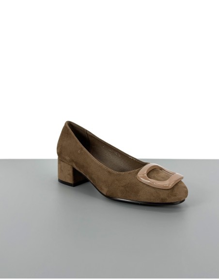 Czółenka na klocku brązowe...