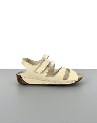 Sandały skórzane beżowe |...