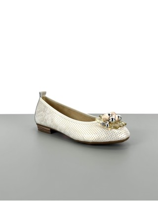 Baleriny skórzane beżowe |...