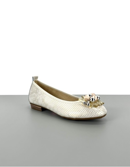 Baleriny skórzane beżowe |...