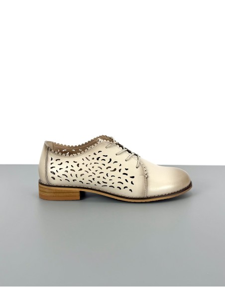 Półbuty skórzane beżowe |...