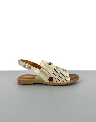 Sandały skórzane złote | 91117