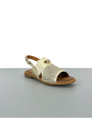 Sandały skórzane złote | 91117