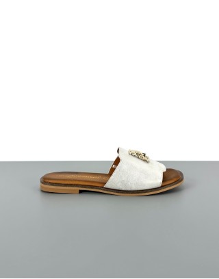 Klapki skórzane złote | 91118