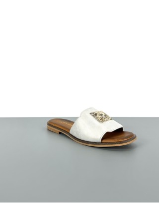 Klapki skórzane złote | 91118