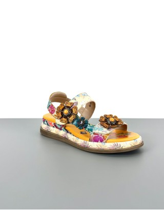 Sandały skórzane w kwiaty...