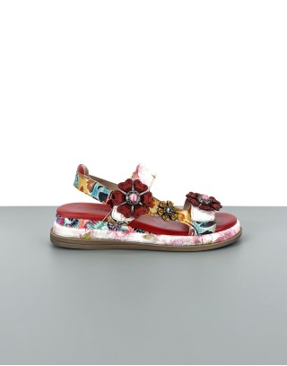 Sandały skórzane w kwiaty...