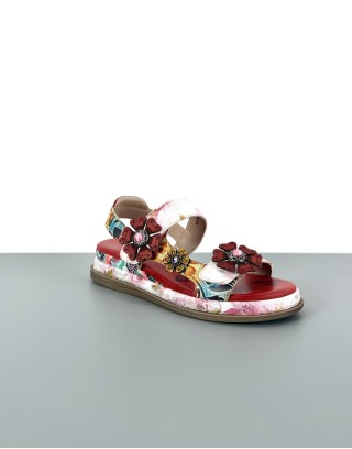 Sandały skórzane w kwiaty...