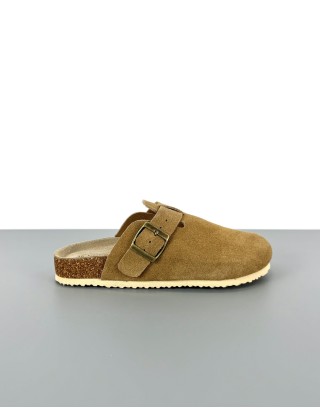 Klapki skórzane camel | 84131