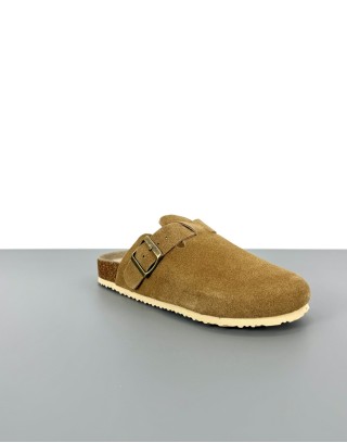 Klapki skórzane camel | 84131