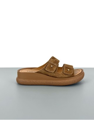 Klapki skórzane brązowe |...