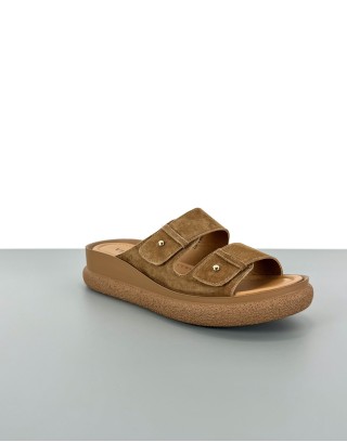 Klapki skórzane brązowe |...