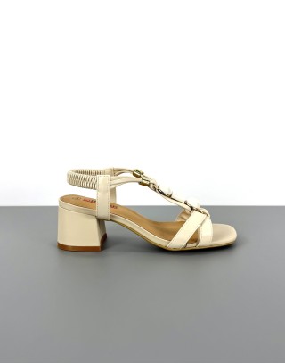 Sandały na klocku beżowe |...