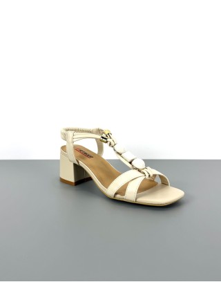 Sandały na klocku beżowe |...