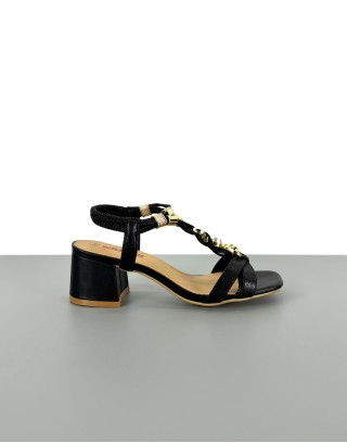 Sandały na klocku czarne |...