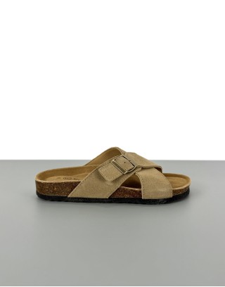 Skórzane klapki taupe | 81289