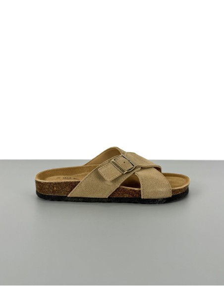 Skórzane klapki taupe | 81289