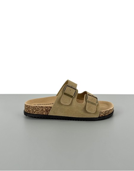 Skórzane klapki khaki | 91123