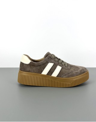 Sneakersy skórzane taupe |...