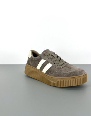 Sneakersy skórzane taupe |...